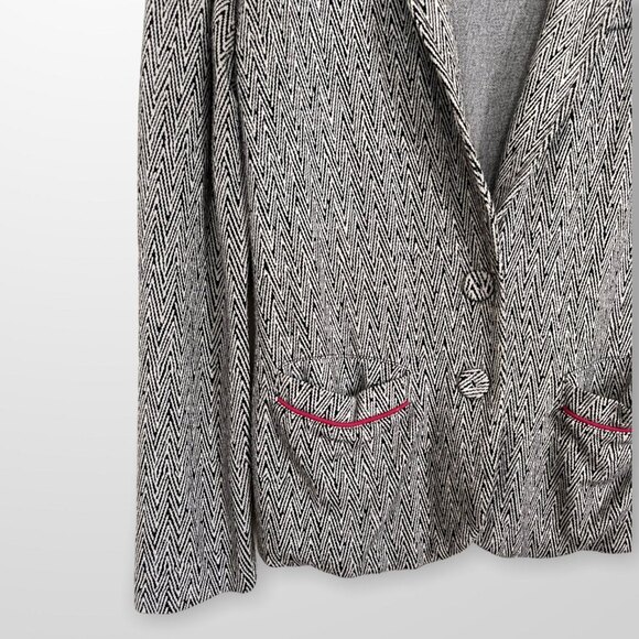 Soft Knit Tart Blazer Size M Black & White Chevron - Picture 5 of 8